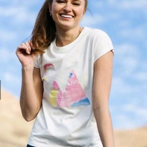 Zyia Active Top Moon Mountain Cap Sleeve White Tee 3XL